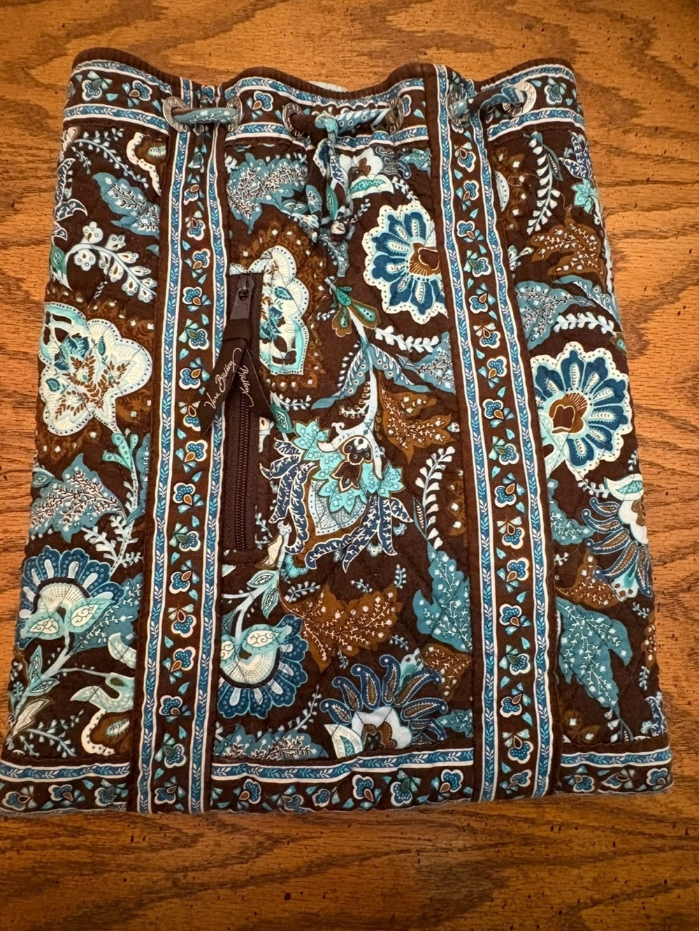 Vera Bradley Quilted Teal Paisley Drawstring Bag